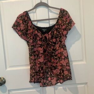 Wild Fable Open Tie Floral Top